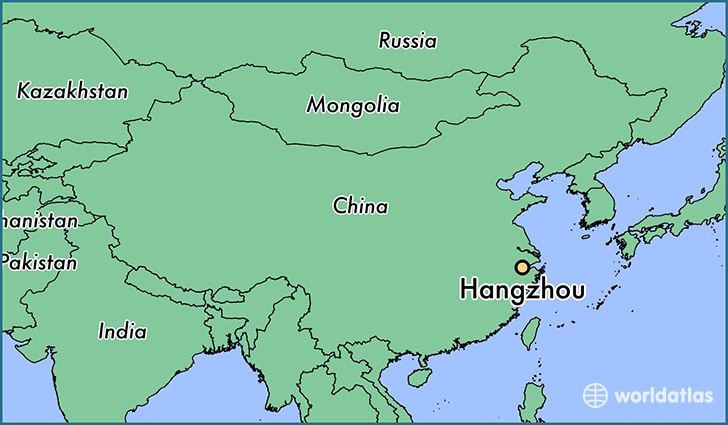 map showing the location of Hangzhou