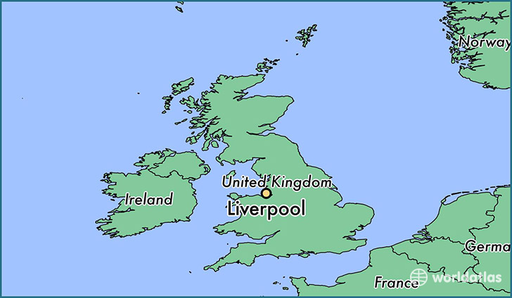 map showing the location of Liverpool