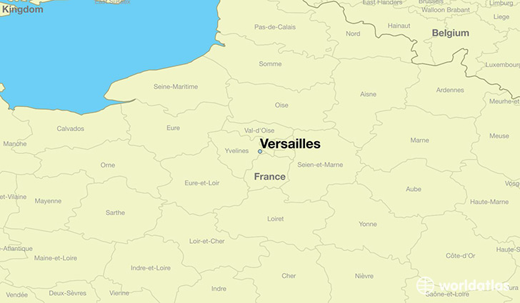 map showing the location of Versailles