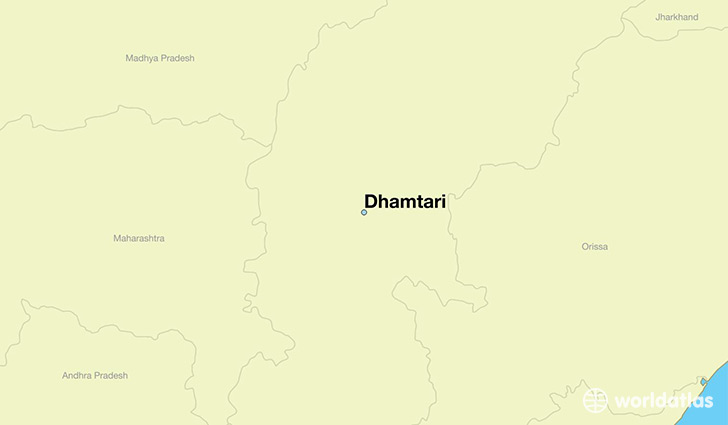 map showing the location of Dhamtari