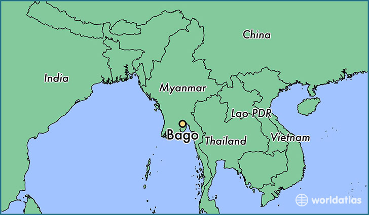 map showing the location of Bago