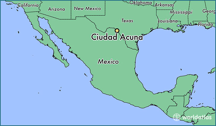 map showing the location of Ciudad Acuna