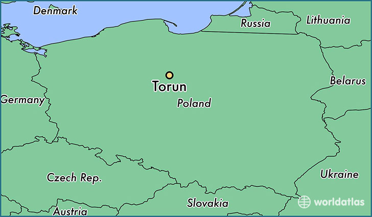 map showing the location of Torun