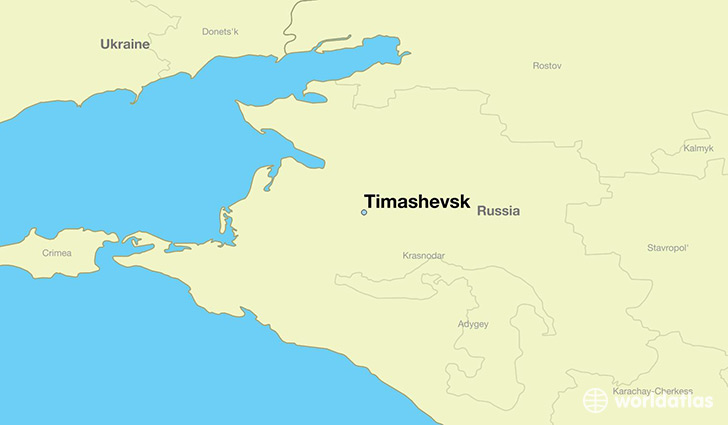 map showing the location of Timashevsk