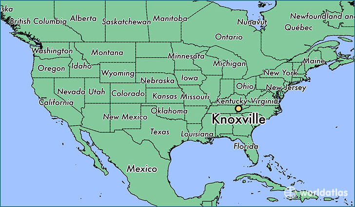 map showing the location of Knoxville