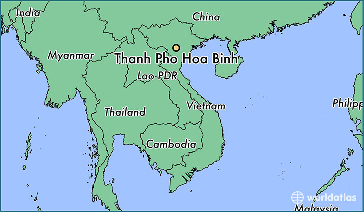 map showing the location of Thanh Pho Hoa Binh