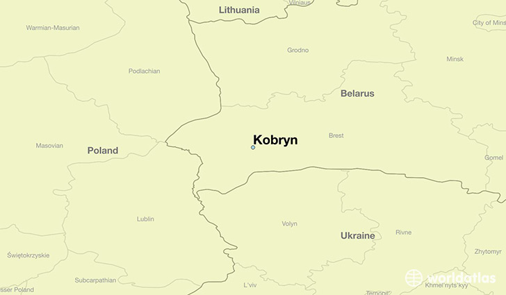 map showing the location of Kobryn