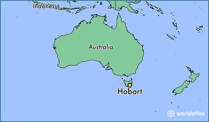 map showing the location of Hobart