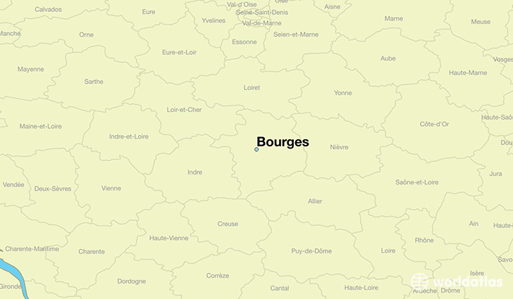 map showing the location of Bourges