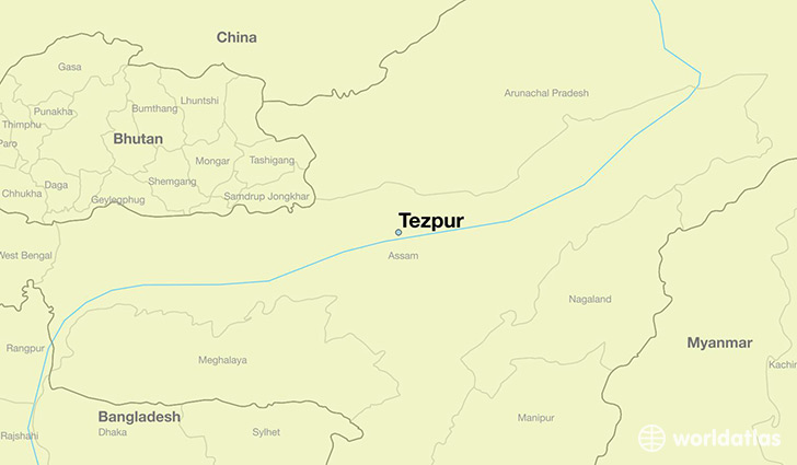 map showing the location of Tezpur