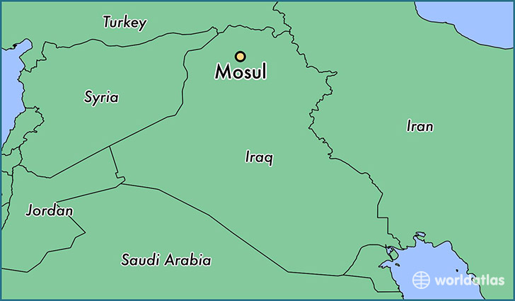 map showing the location of Mosul