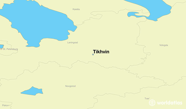 map showing the location of Tikhvin