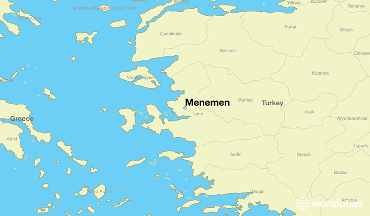 map showing the location of Menemen