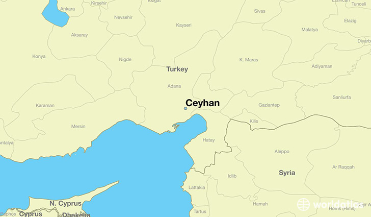 map showing the location of Ceyhan