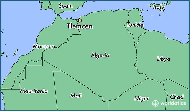 map showing the location of Tlemcen