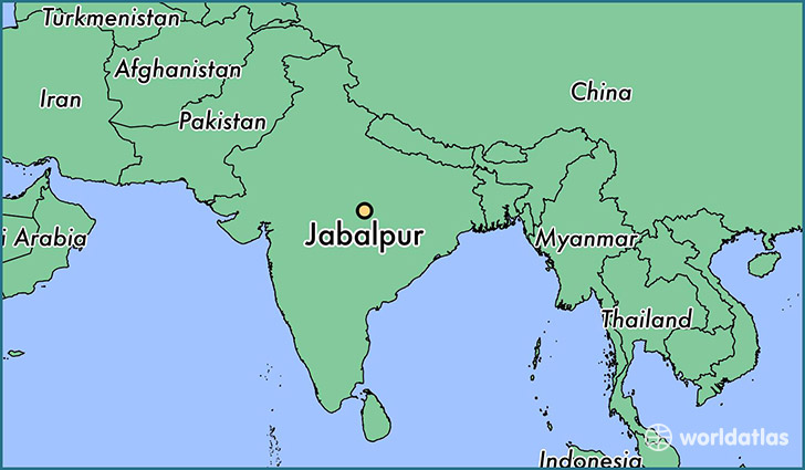 map showing the location of Jabalpur