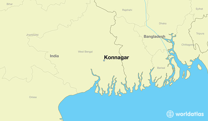 map showing the location of Konnagar