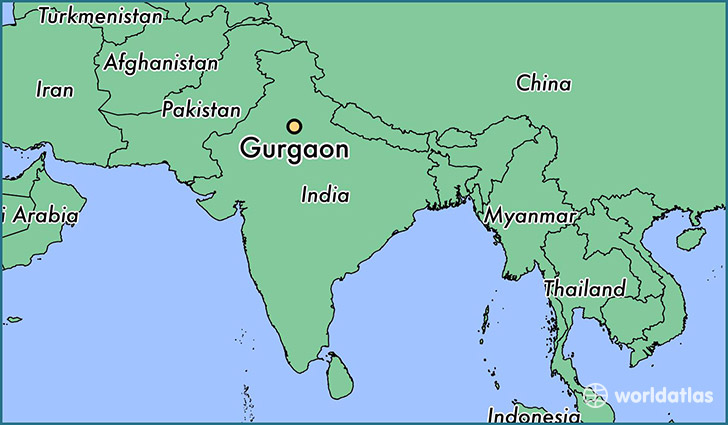 map showing the location of Gurgaon
