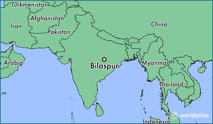 map showing the location of Bilaspur