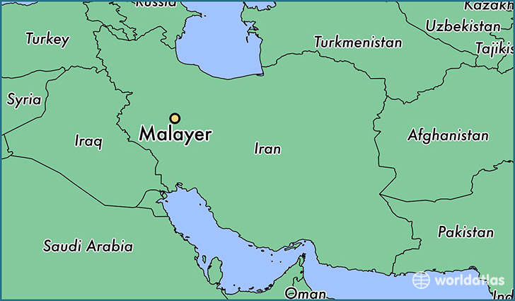 map showing the location of Malayer