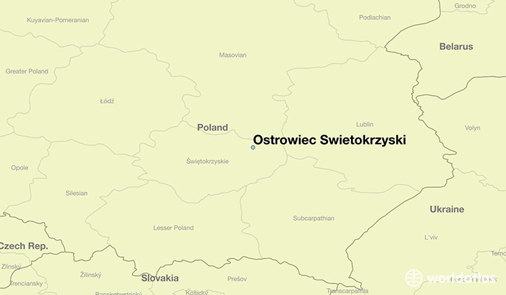 map showing the location of Ostrowiec Swietokrzyski