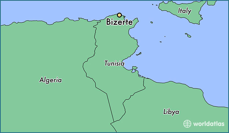 map showing the location of Bizerte
