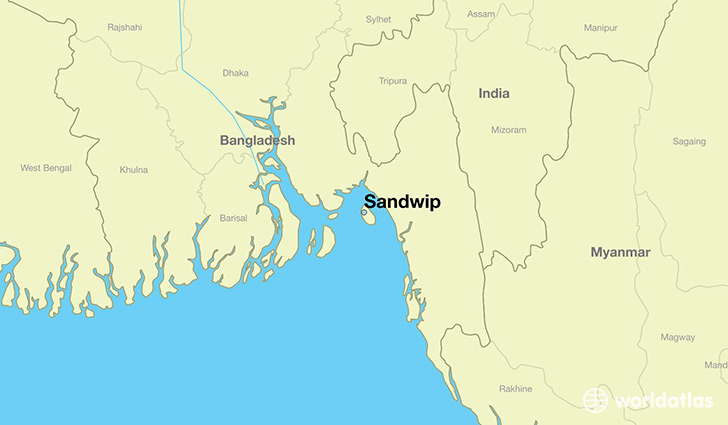 map showing the location of Sandwip