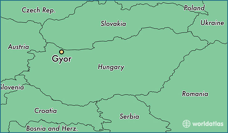 map showing the location of Gyor