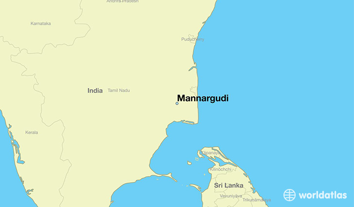 map showing the location of Mannargudi