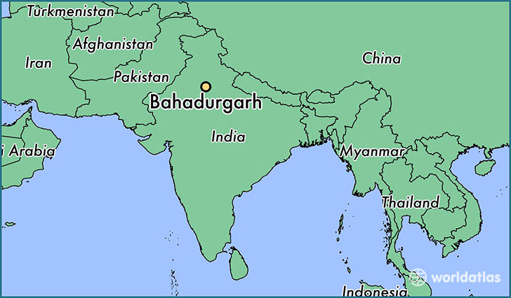 map showing the location of Bahadurgarh