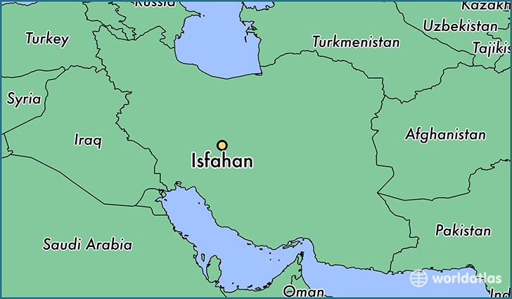 map showing the location of Isfahan