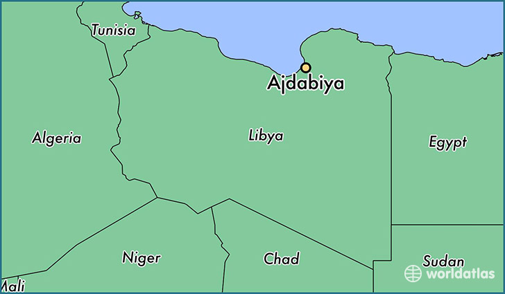 map showing the location of Ajdabiya