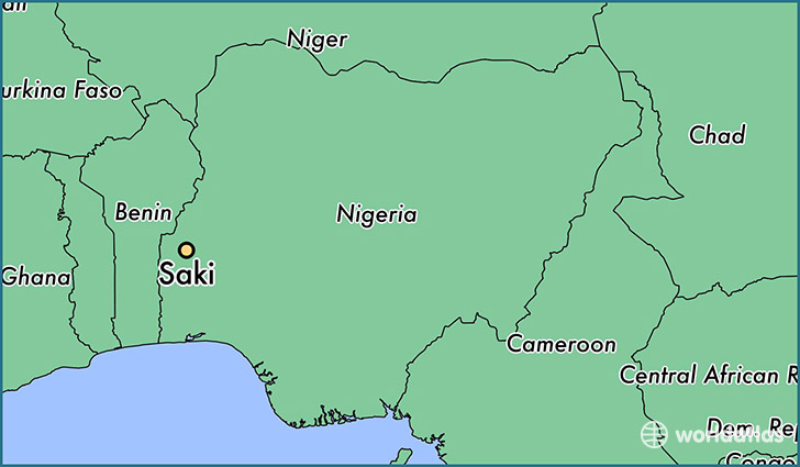 map showing the location of Saki