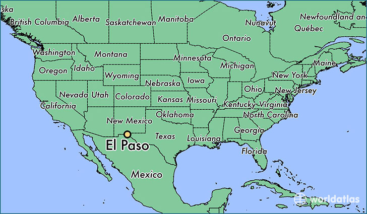 map showing the location of El Paso