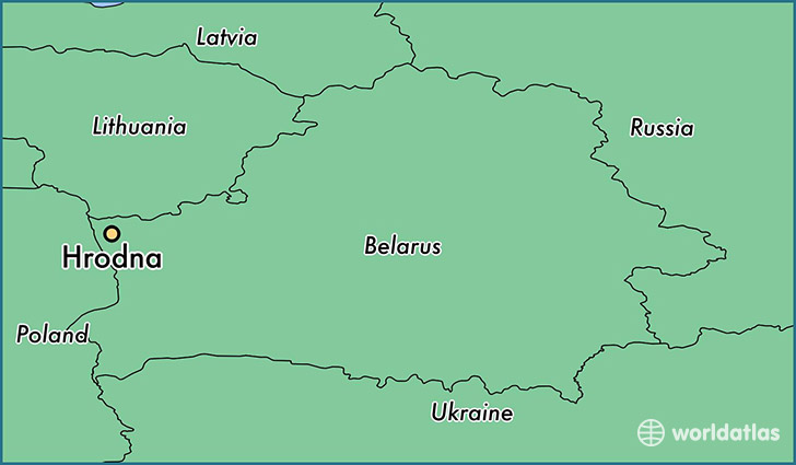 map showing the location of Hrodna