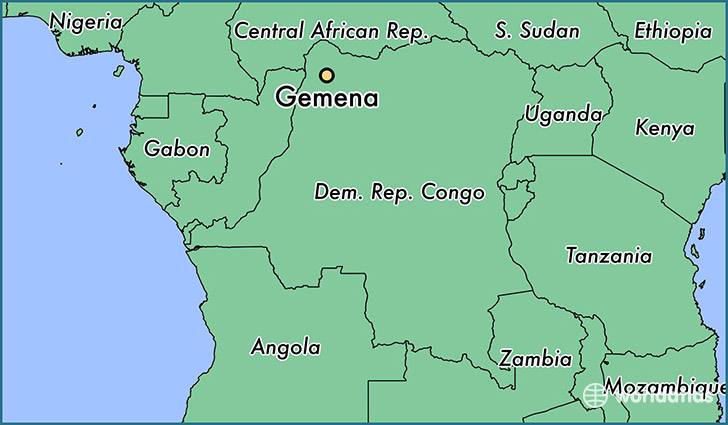 map showing the location of Gemena