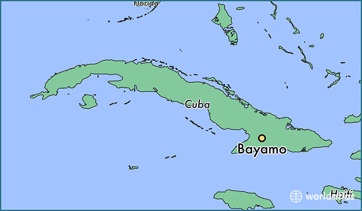 map showing the location of Bayamo