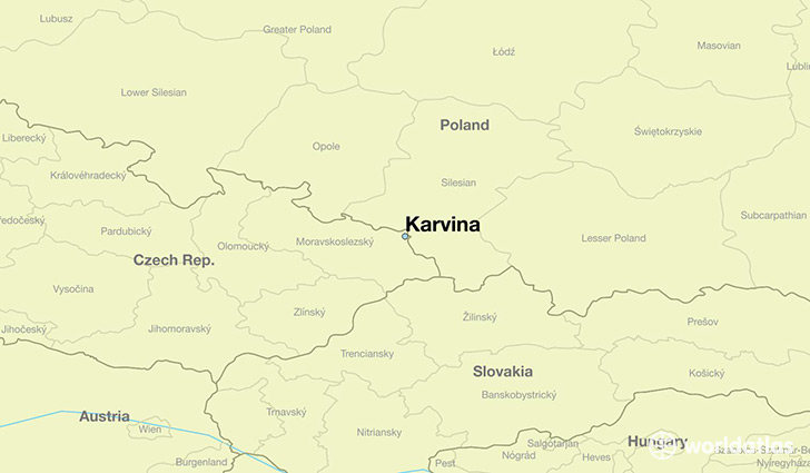 map showing the location of Karvina