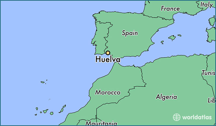 map showing the location of Huelva