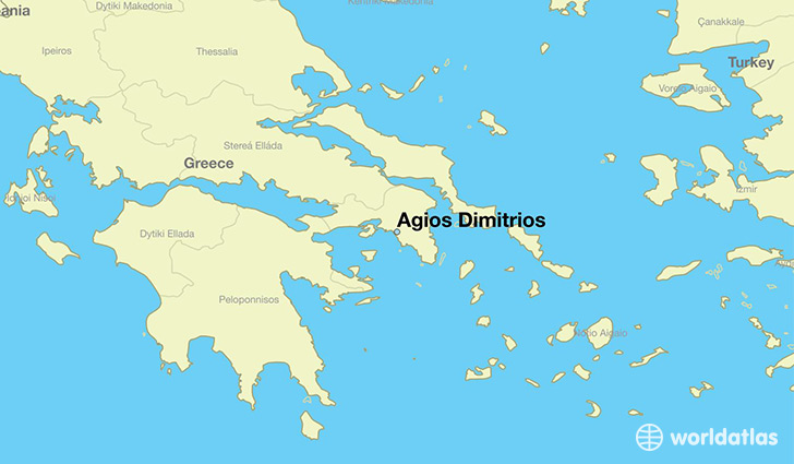 map showing the location of Agios Dimitrios