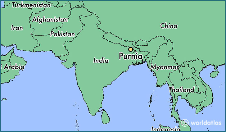 map showing the location of Purnia