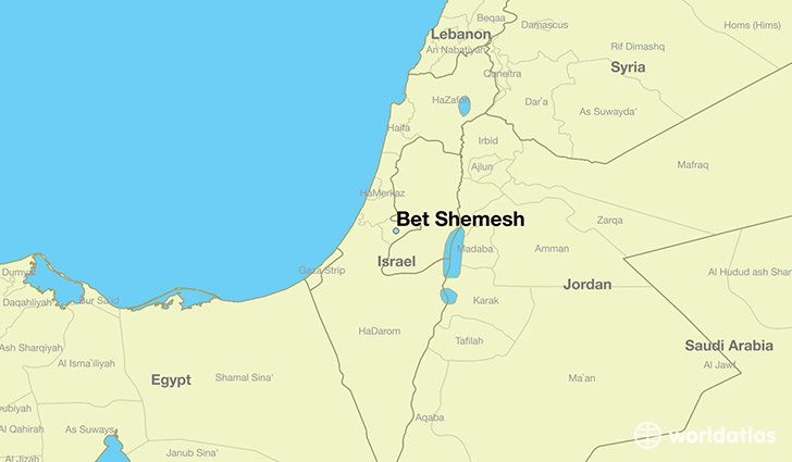map showing the location of Bet Shemesh