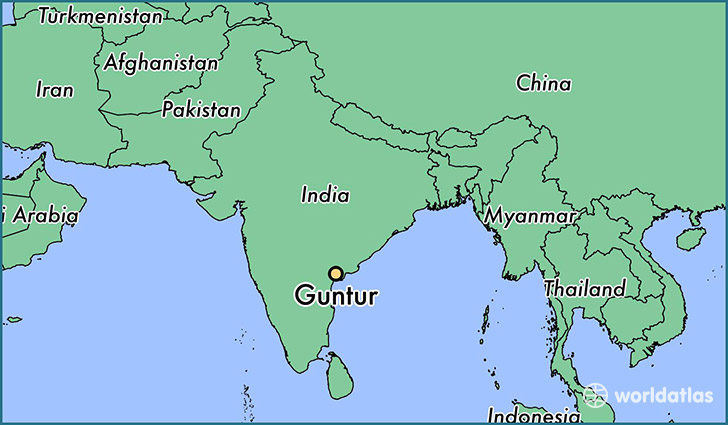 map showing the location of Guntur