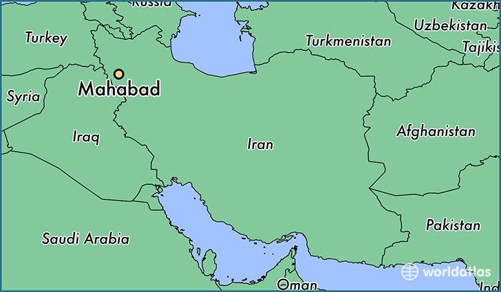 map showing the location of Mahabad