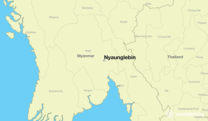 map showing the location of Nyaunglebin