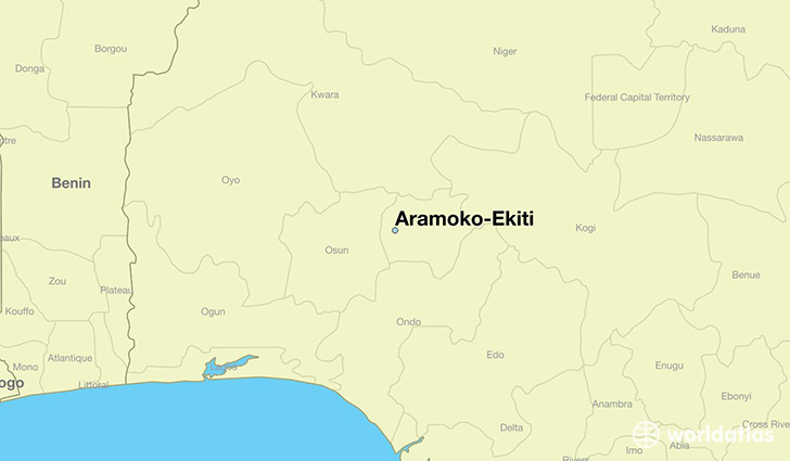map showing the location of Aramoko-Ekiti