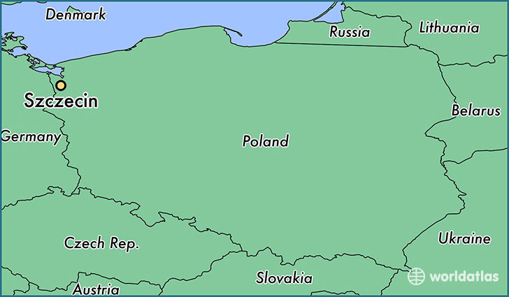 map showing the location of Szczecin