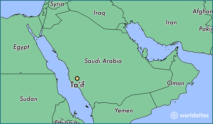 map showing the location of Ta'if