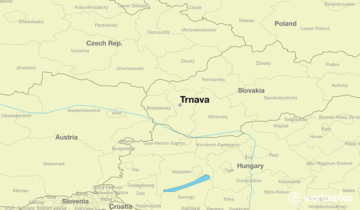 map showing the location of Trnava