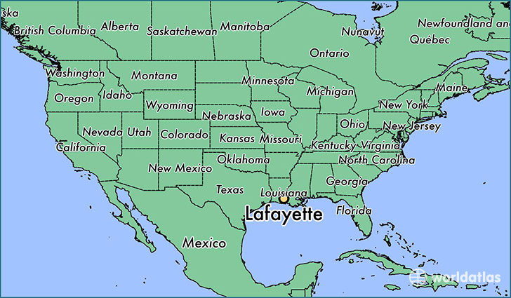 map showing the location of Lafayette